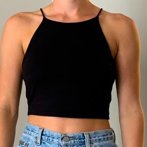Black high neck crop top